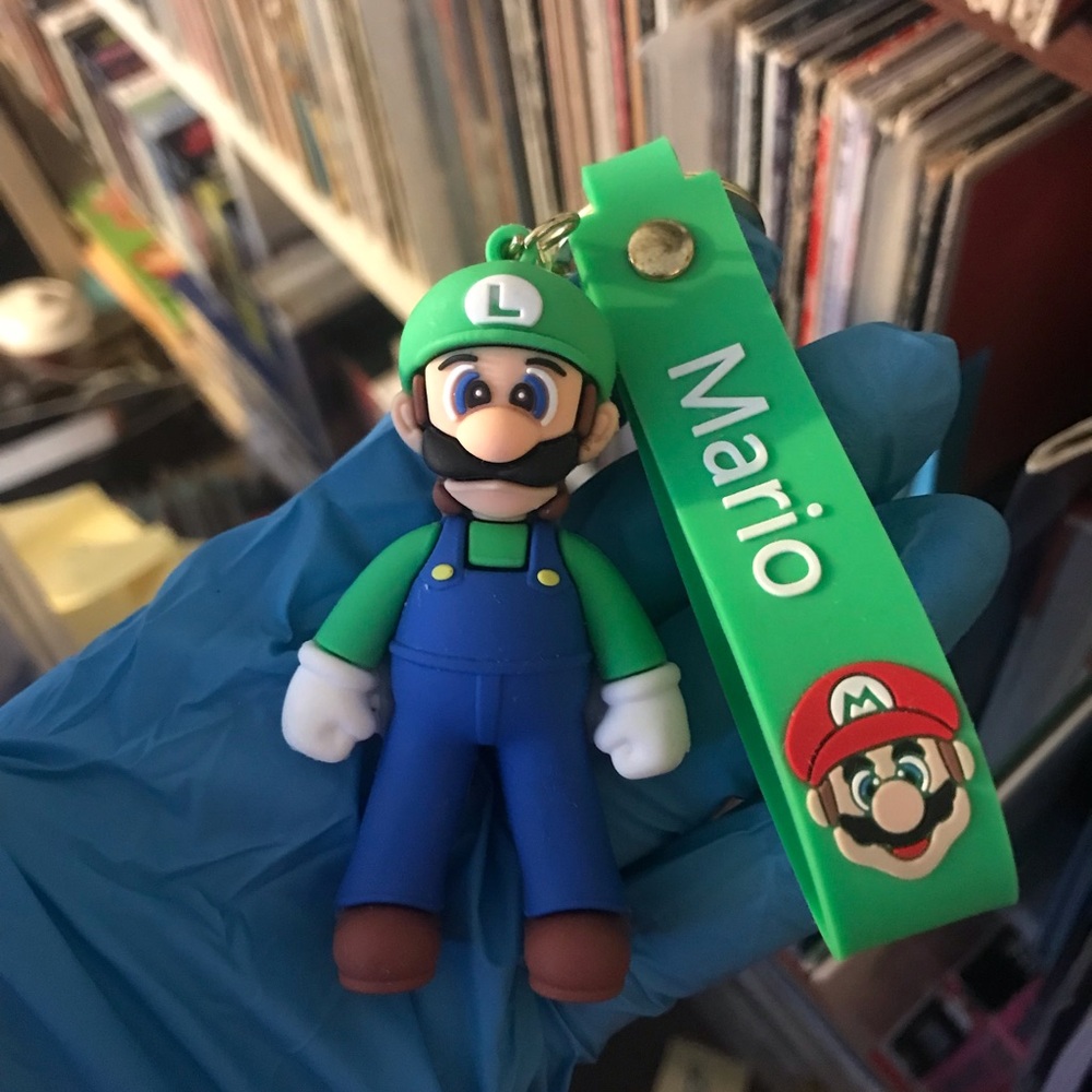 Luigi Super Mario Keychain with Green Mario Strap